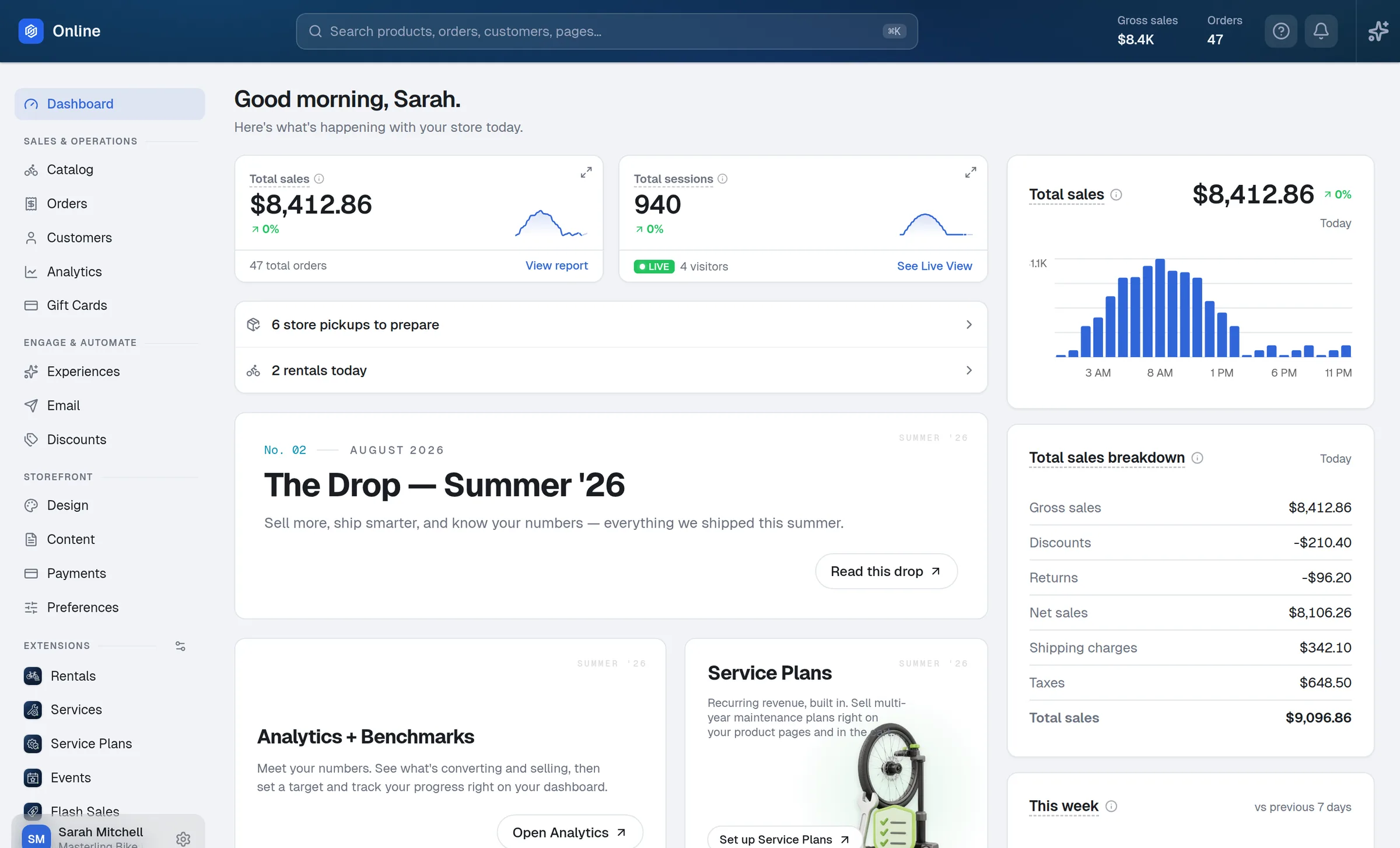 Storefront Online — dashboard