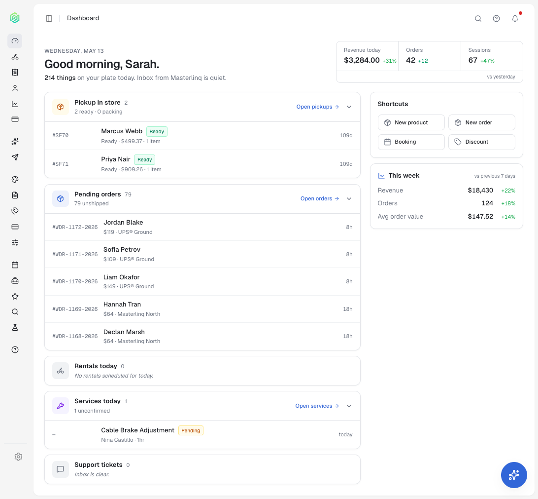 The new storefront dashboard with daily action items
